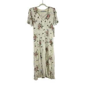 NEW Vintage 90s Nostalgia Maxi Dress Women Large Ivory Floral Lace Whimsy Goth
